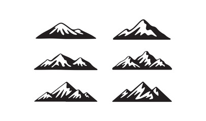 Snowy mountain range silhouettes for winter sports icons and arctic landscape background designs. © Creative_Aminur