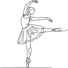 Elegant ballerina performing ballet dance in continuous line art style © Dario