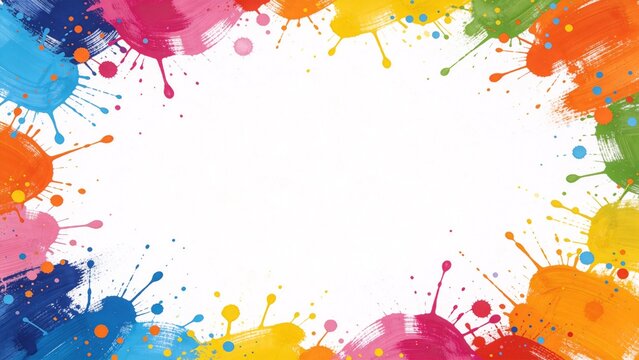 Colorful paint splatter border