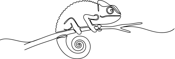 Chameleon Outline on Branch © Indah