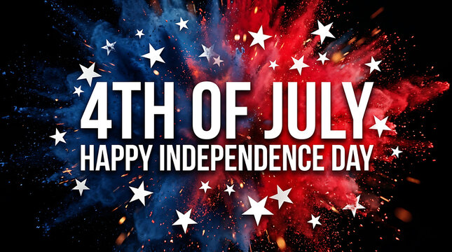 Fourth of July Independence Day Celebration Background With Red White And Blue Fireworks