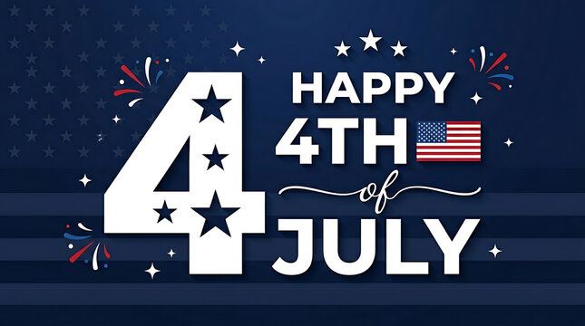 Happy Fourth of July Independence Day Celebration Background With American Flag And Fireworks
