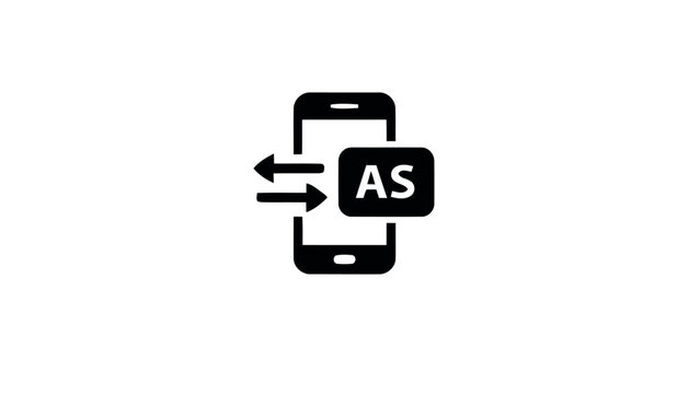 Mobile phone data transfer icon, smartphone sync symbol, AS logo, vector graphic