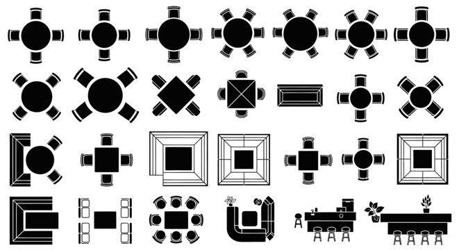 Collection of minimalist geometric icons and symbols set.