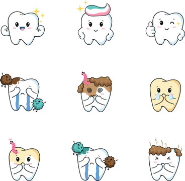 Dental Health and Cavity Tooth Character Set