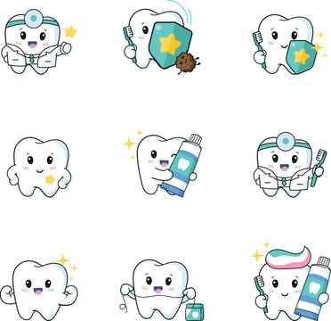 Dentist Tooth Character with Shield Protection