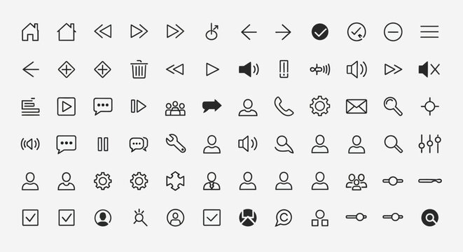 Collection of diverse geometric shapes and symbols on white background.
