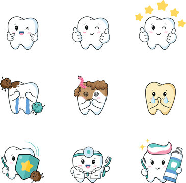 Dental Clinic Mascot Character Sticker Collection