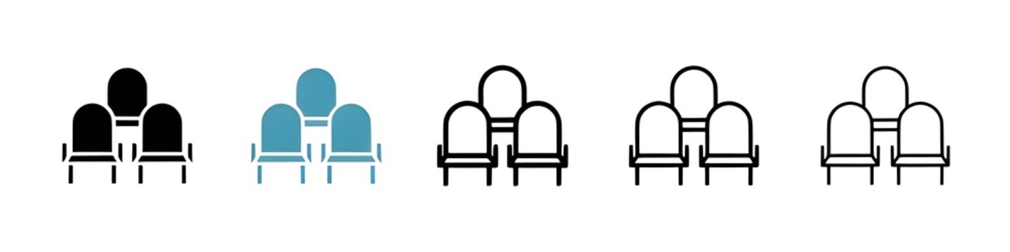 Cinema seat icon pack. line style EPS 10. Thin line customizable illustration. Contour symbol. Vector isolated outline drawing. Editable stroke