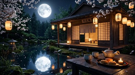 Fototapeta premium mid autumn festival background