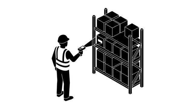 Warehouse worker scanning inventory with handheld device