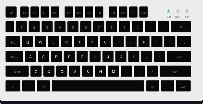 White Computer Keyboard with Black Keys