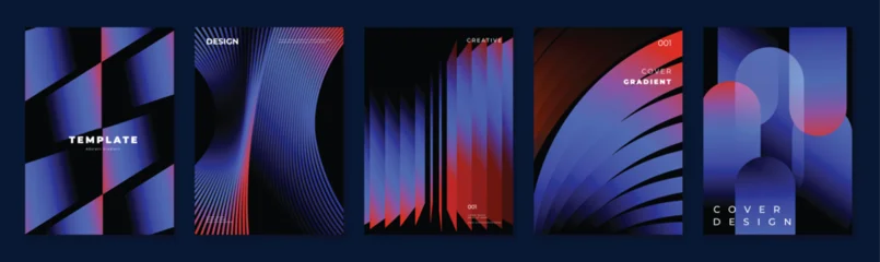 Fototapeten Restaurant Electric blue poster vector templates. Abstract dark gradient backgrounds with rounded geometric forms for flyer, banner and social media design.  © TWINS DESIGN STUDIO
