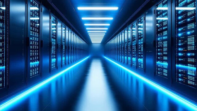 server room with blue lights