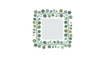 Square floral frame with eucalyptus leaves and blank space. © Jiwaskz