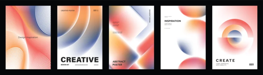 Fototapeten Restaurant Abstract gradient poster vector set with orange geometric layouts, soft blurred shapes and modern cover templates for social media, flyer, banner and print design.  © TWINS DESIGN STUDIO