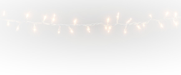Fototapeta premium Bright string lights with realistic luminous bulbs atmospheric warmth and decorative seasonal charm suitable for advertising and graphic design work