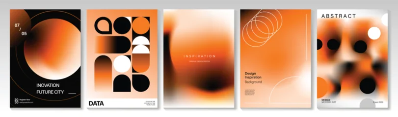 Fototapeten Restaurant Abstract gradient poster vector set with orange geometric layouts, soft blurred shapes and modern cover templates for social media, flyer, banner and print design.  © TWINS DESIGN STUDIO