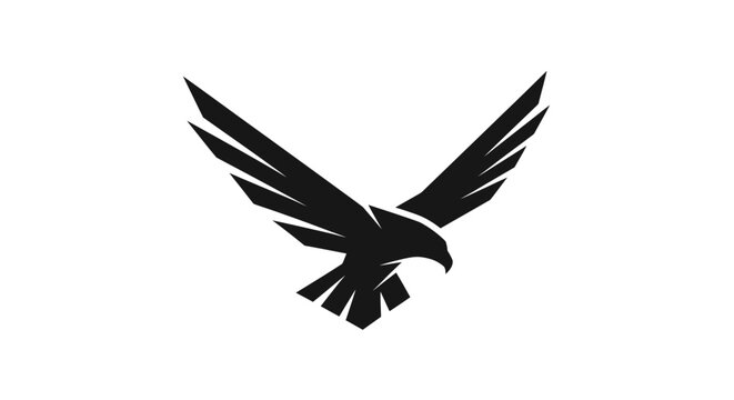 Minimalist black eagle silhouette icon for logo design.