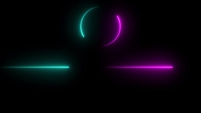 Abstract neon geometric lines and glowing loop circles background animation
