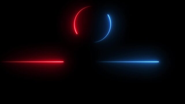 Abstract neon geometric lines and glowing loop circles background animation