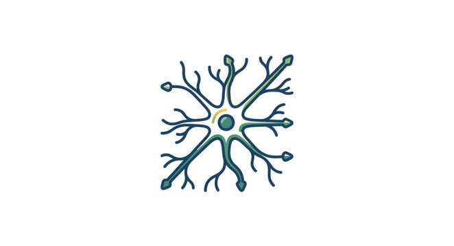 Stylized illustration of a single neuron cell body with dendrites.