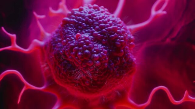 Detailed microscopic view of cancer cell mutation biology medical science disease tumor biology medical science disease tumor