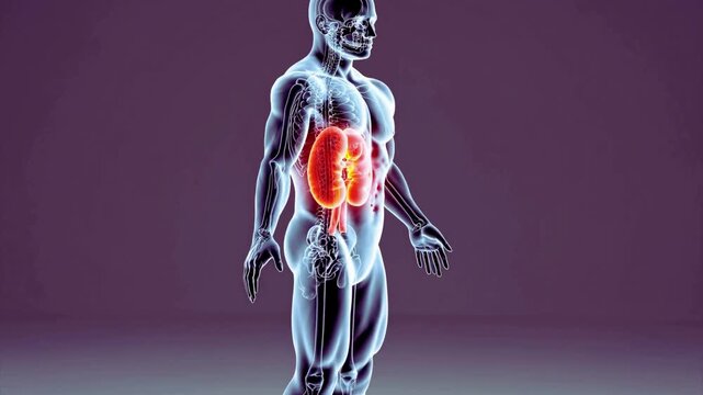 Anatomical human body x-ray scan showing glowing kidneys anatomy medical xray internal organs anatomy medical xray internal organs