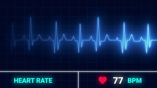 Digital heart rate monitor display showing electrocardiogram ecg pulse medical cardiac health screen hospital medical cardiac health screen hospital