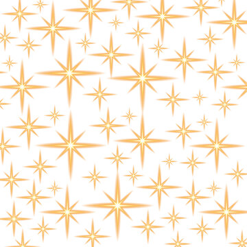 a pattern of multiple glowing, orange, four-pointed star shapes scattered across a white background.