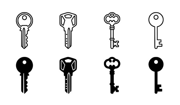 House Key Vector Icon Set Isolated on White Background