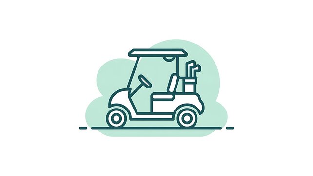 Golf cart, golf buggy, vehicle icon, green illustration, transportation