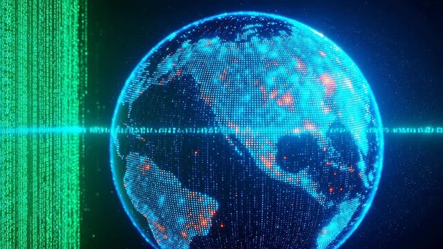 Digital globe with matrix code