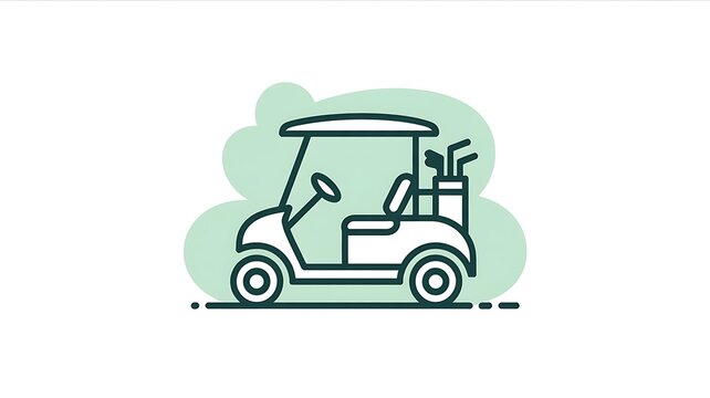 golf cart, minimalist icon, green background, transportation