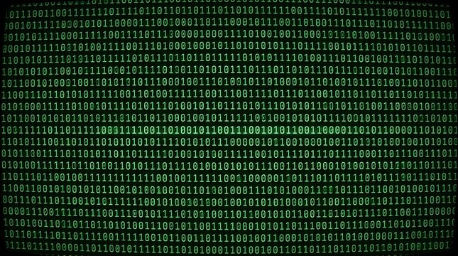 Green binary code on black background isolated on transparent background, isolated on white background, Vector, illustration