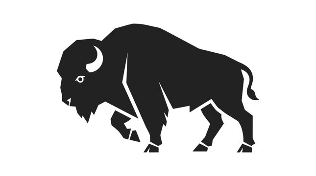 Black bison buffalo silhouette side view