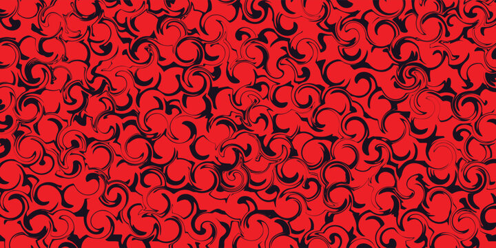 Bold Red Organic Swirl Seamless Pattern Background