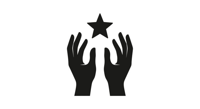 Minimalist icon of two hands reaching for a star.