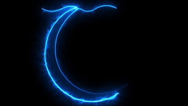 Moon electric blue 4K animation video featuring an energy lightning path on black background