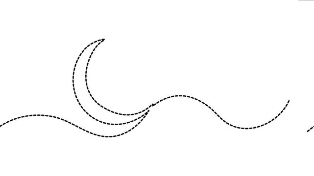 Moon line art 4K animation video of an elegant single stroke celestial shape