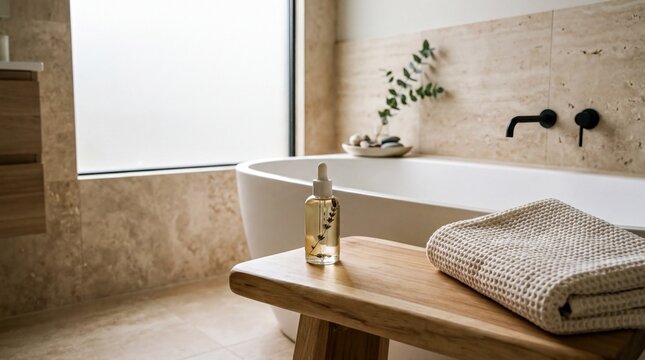 Minimalist Bathroom Interior: Spa-Inspired Retreat for Serene Wellness and Relaxation