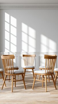 Empty chairs are arranged in a circle in a support group room, inviting conversations on healing and personal growth