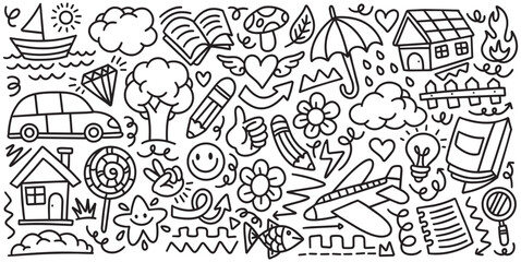 Fototapeta premium Hand drawn fun kids doodle element vector illustration