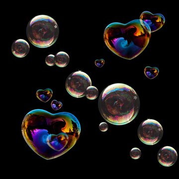Transparent Soap Bubble Sphere Floating in Dark Space, Purity and Fragility of Elegant Crystal Material