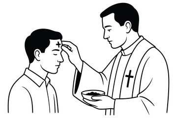 Obraz premium Priest performing anointing of the sick on a man