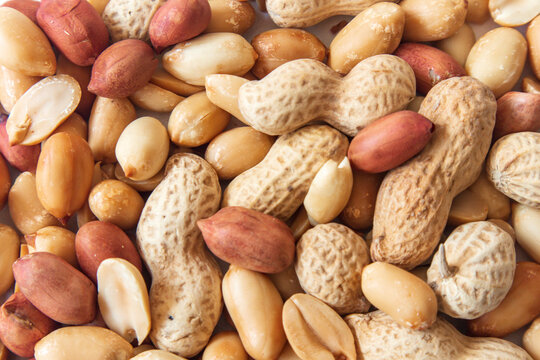 Roasted peanuts as food background. close up Seamless peanuts. 