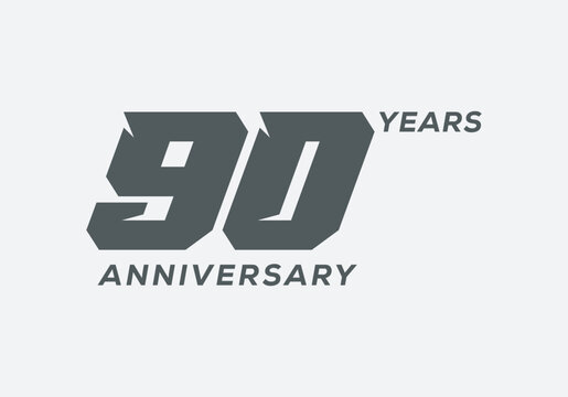 90 Years Anniversary logo design. Simple Minimalist 9O years logo design template.Celebration day template for celebration event, business company, invitation, and greeting