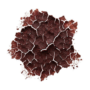 Dark red cracked earth patch showing dry clay texture