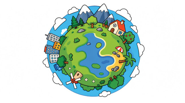 Earth Globe Planet World Map Illustration.