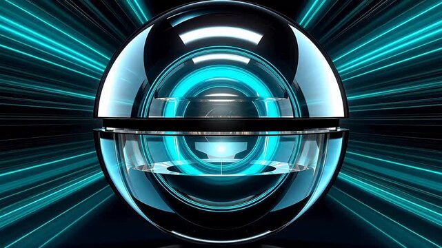 Digital technology micro view highly reflective sphere of glass background